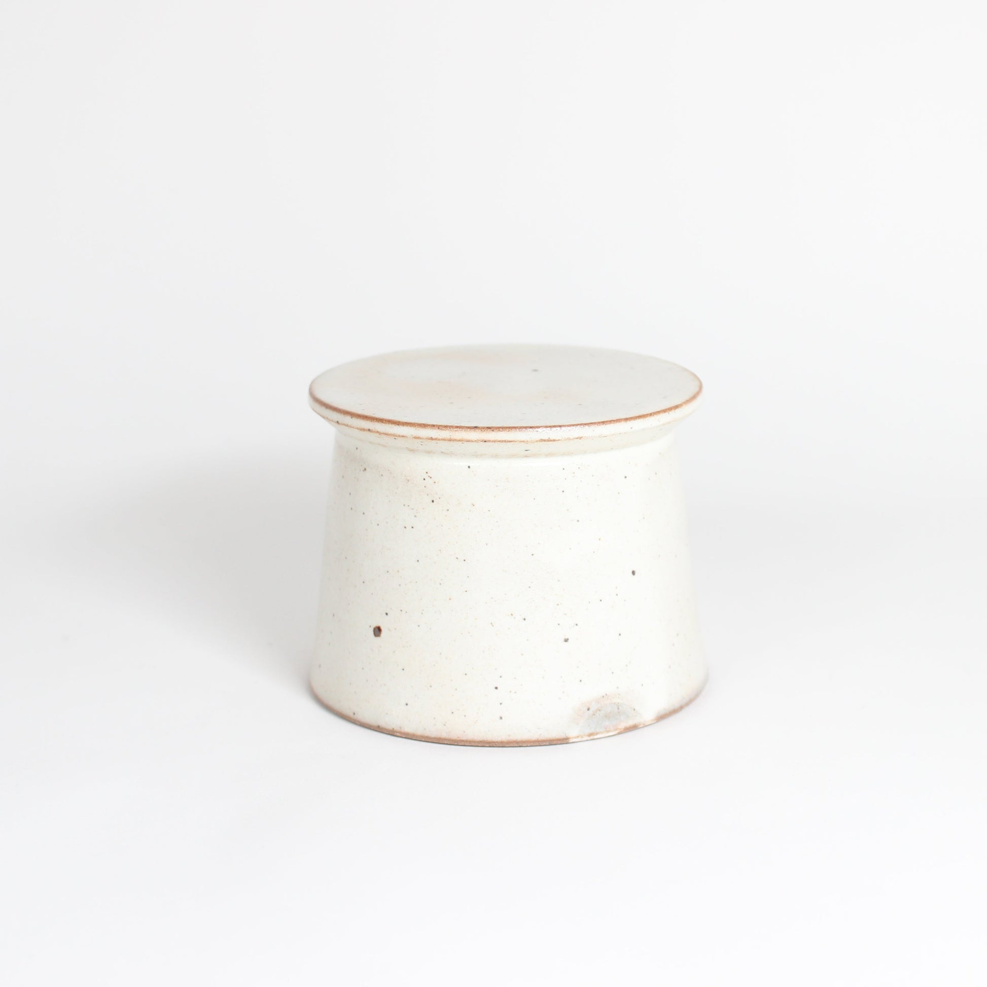 Korean Buncheong Ceramic High-Footed Round Plate, H 2.75&quot;
