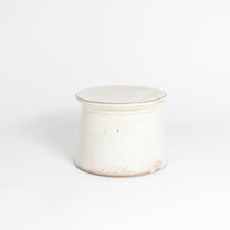 Korean Buncheong Ceramic High-Footed Round Plate, H 2.75&quot;