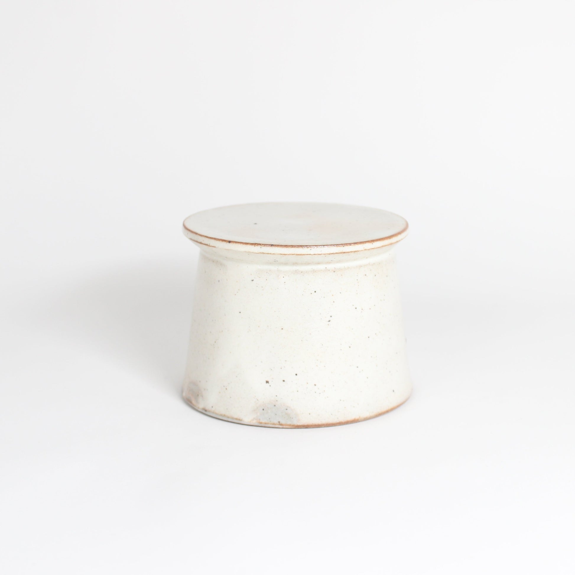 Korean Buncheong Ceramic High-Footed Round Plate, H 2.75&quot;