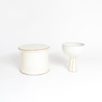 Korean Buncheong Ceramic High-Footed Cup, Carved Stem