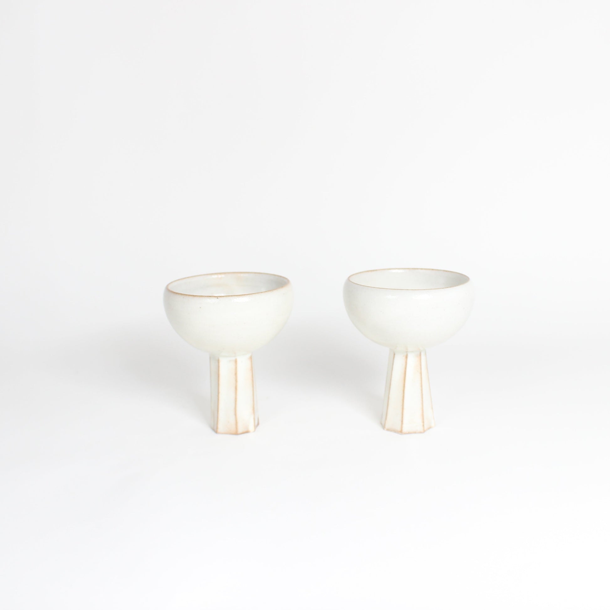 Korean Buncheong Ceramic High-Footed Cup, Carved Stem