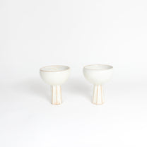 Korean Buncheong Ceramic High-Footed Cup, Carved Stem