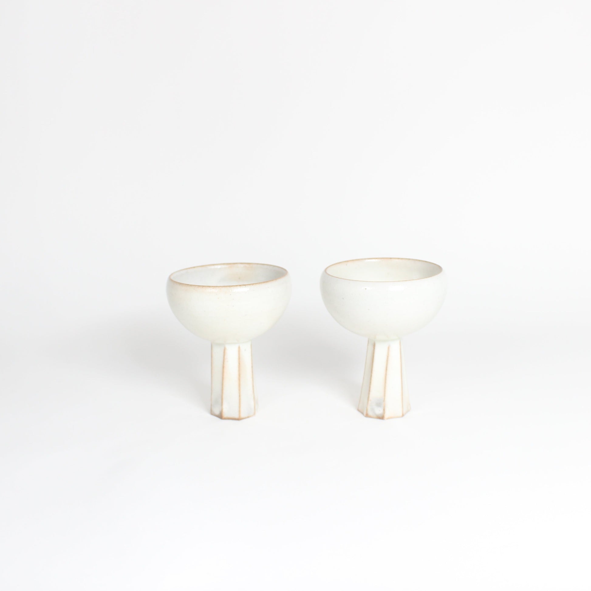Korean Buncheong Ceramic High-Footed Cup, Carved Stem