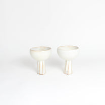 Korean Buncheong Ceramic High-Footed Cup, Carved Stem