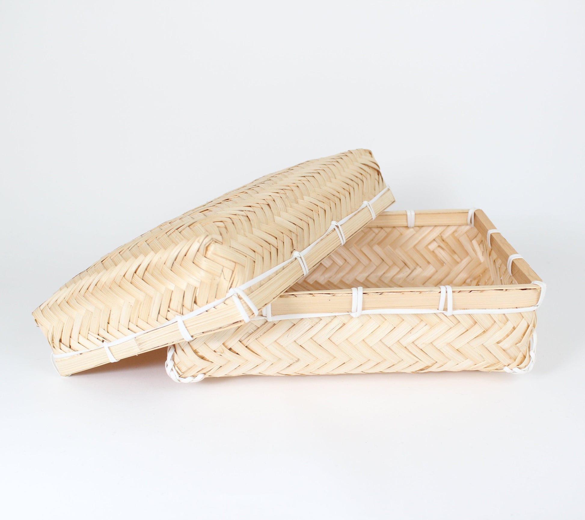 Handcrafted Woven Lidded Bamboo Baskets, M