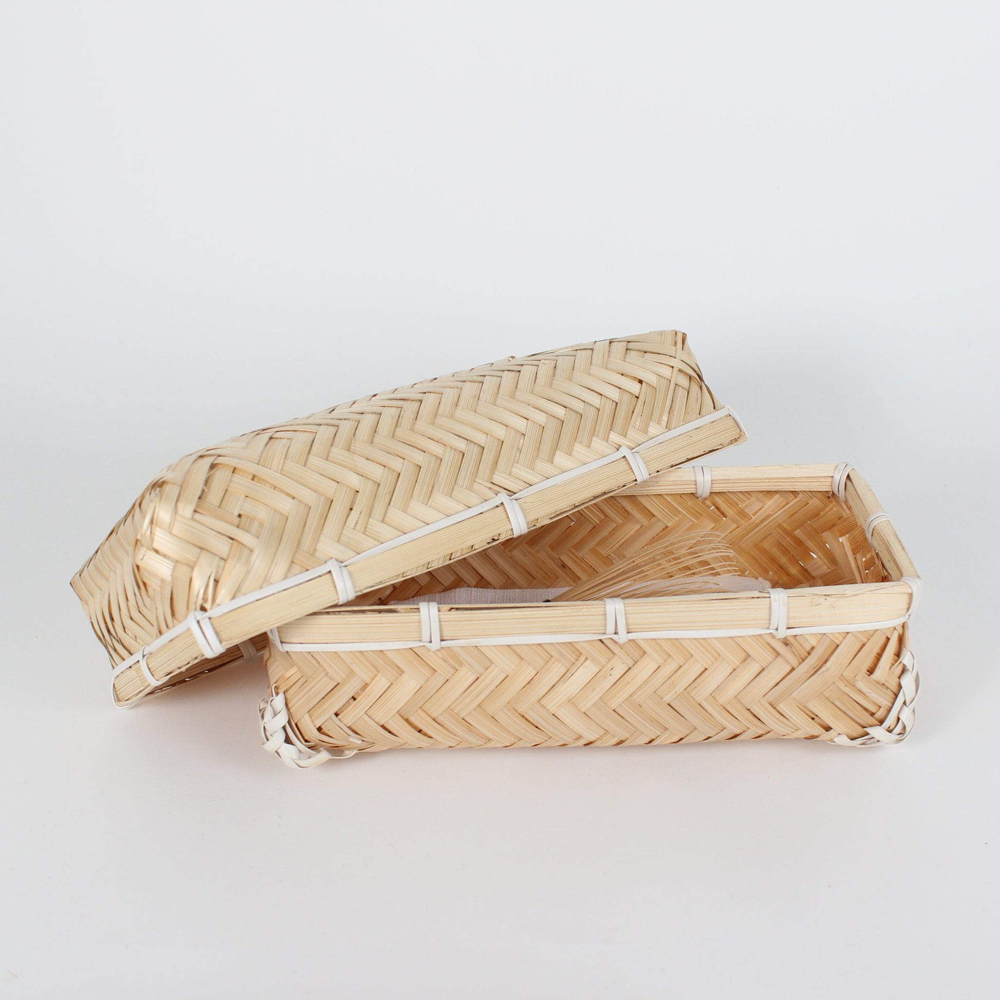 Handcrafted Woven Lidded Bamboo Baskets, S