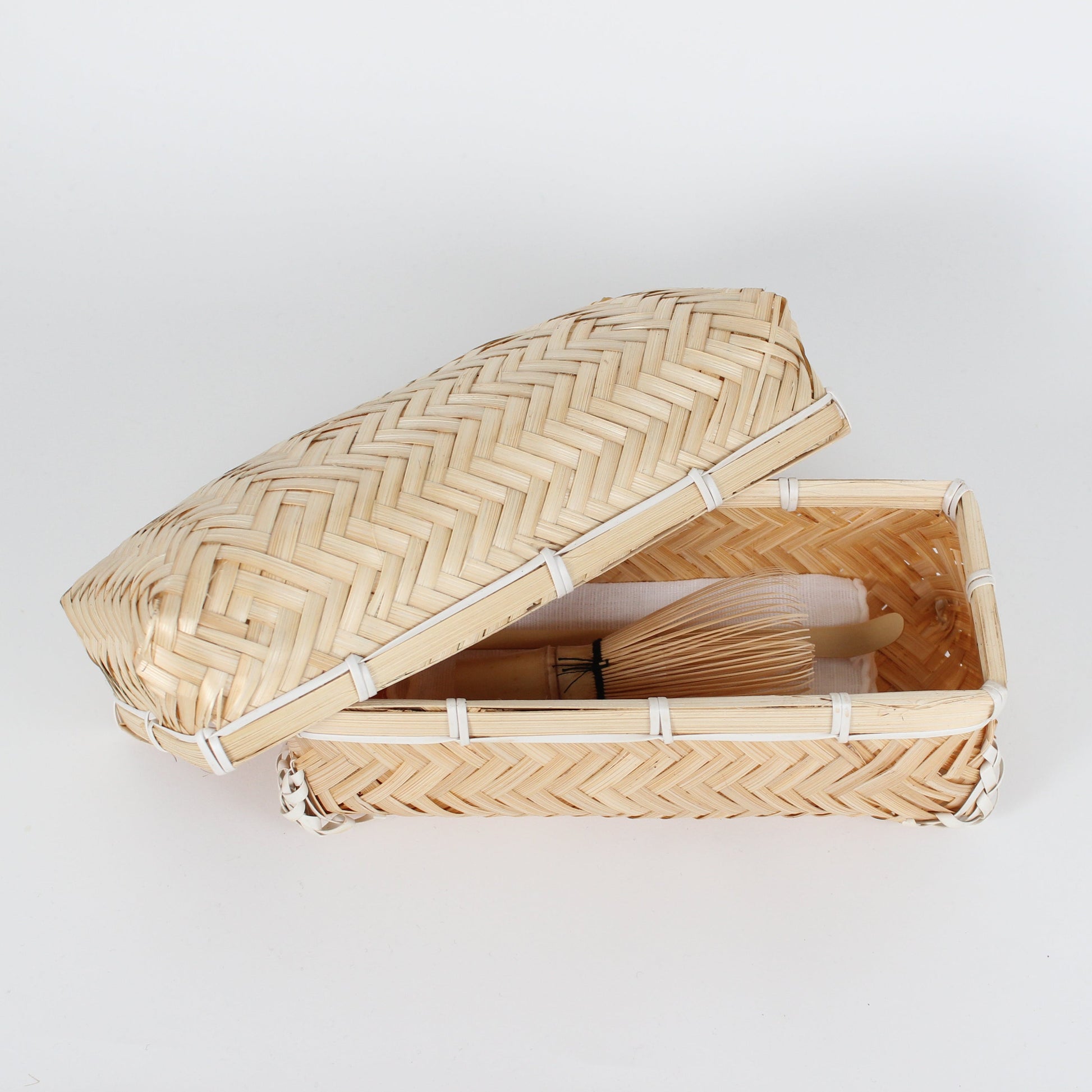 Handcrafted Woven Lidded Bamboo Baskets, S