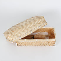 Handcrafted Woven Lidded Bamboo Baskets, S