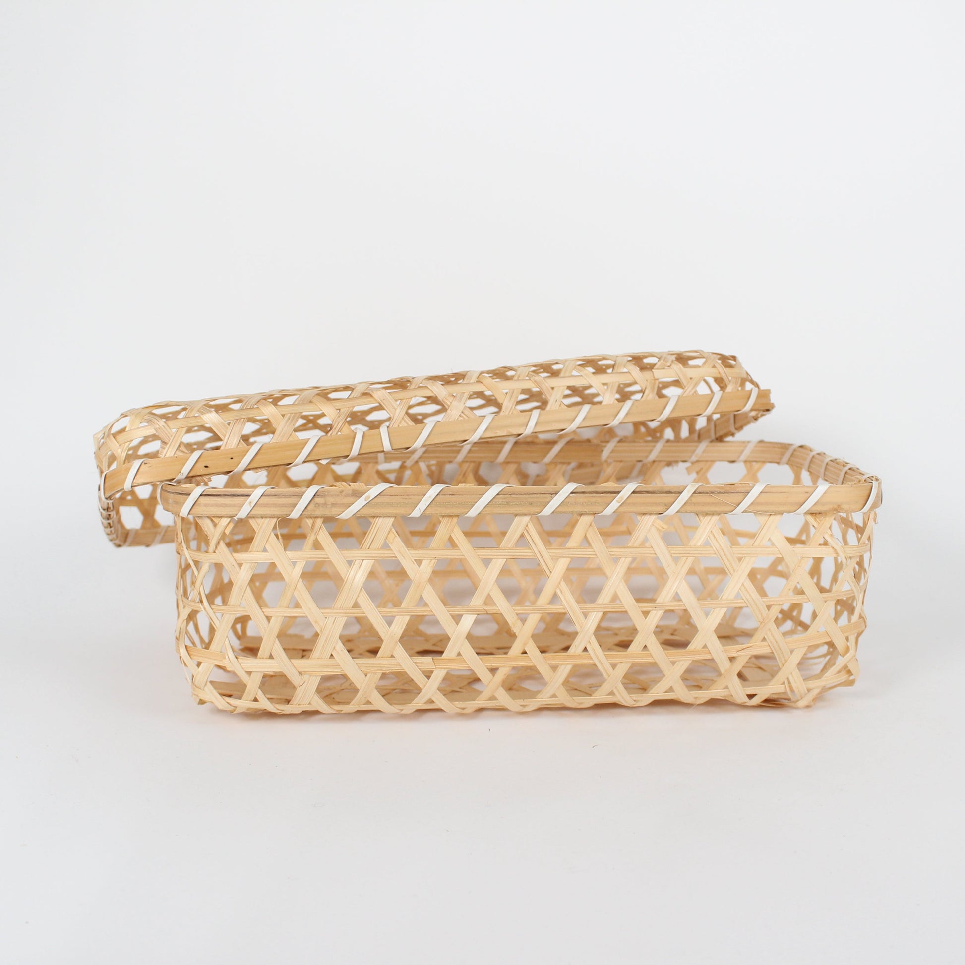 Handcrafted Retro Woven Lidded Bamboo Baskets, 3 Sizes