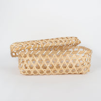 Handcrafted Retro Woven Lidded Bamboo Baskets, 3 Sizes