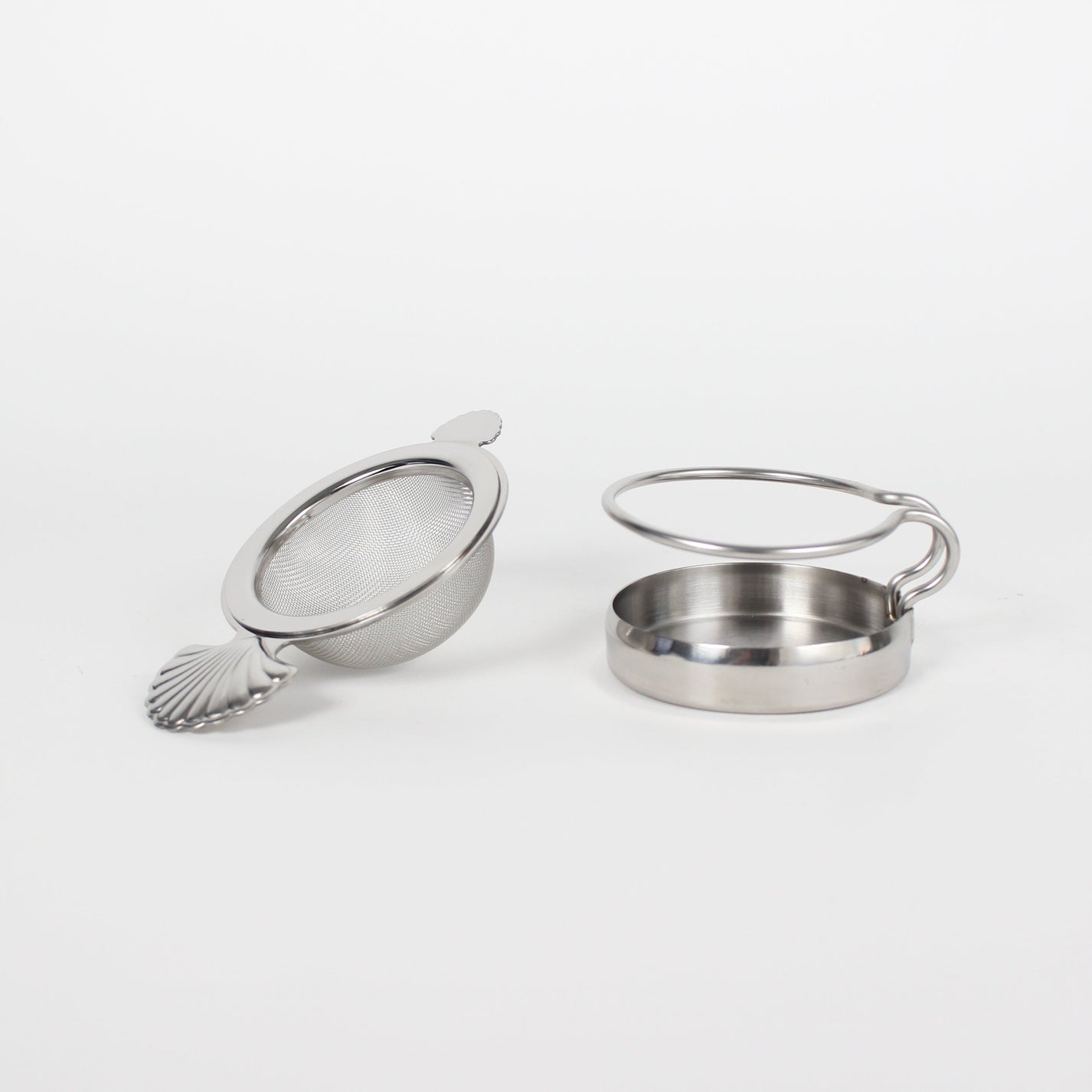 Japanese Stainless Steel Shell Motif Tea Strainer &amp; Stand