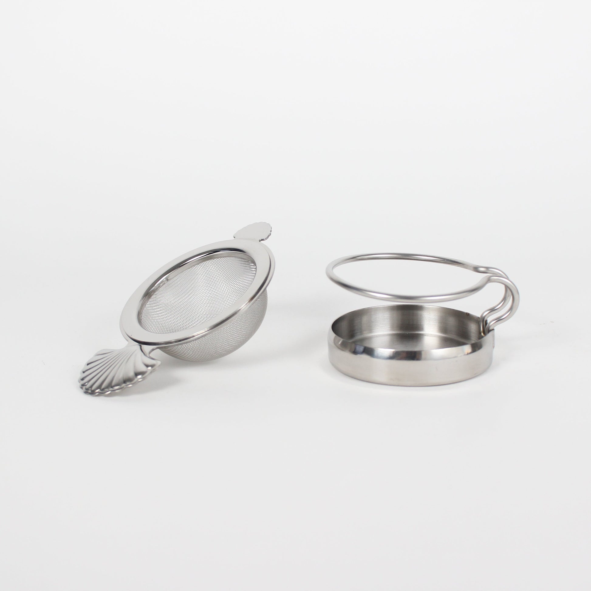 Japanese Stainless Steel Shell Motif Tea Strainer &amp; Stand