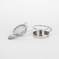Japanese Stainless Steel Shell Motif Tea Strainer &amp; Stand