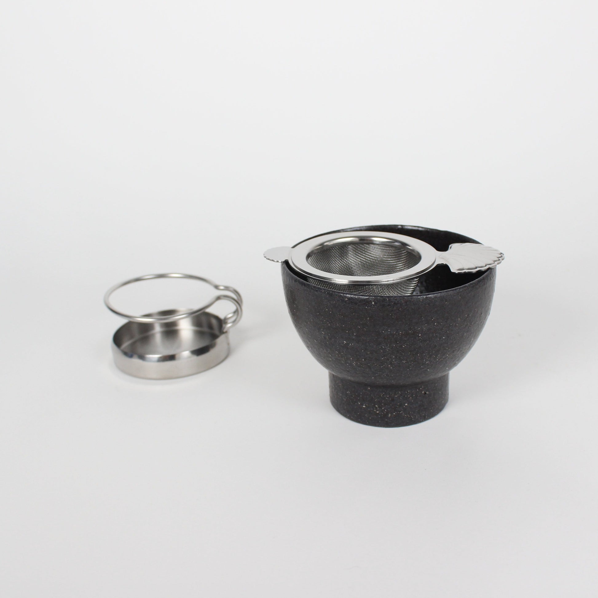 Japanese Stainless Steel Shell Motif Tea Strainer &amp; Stand