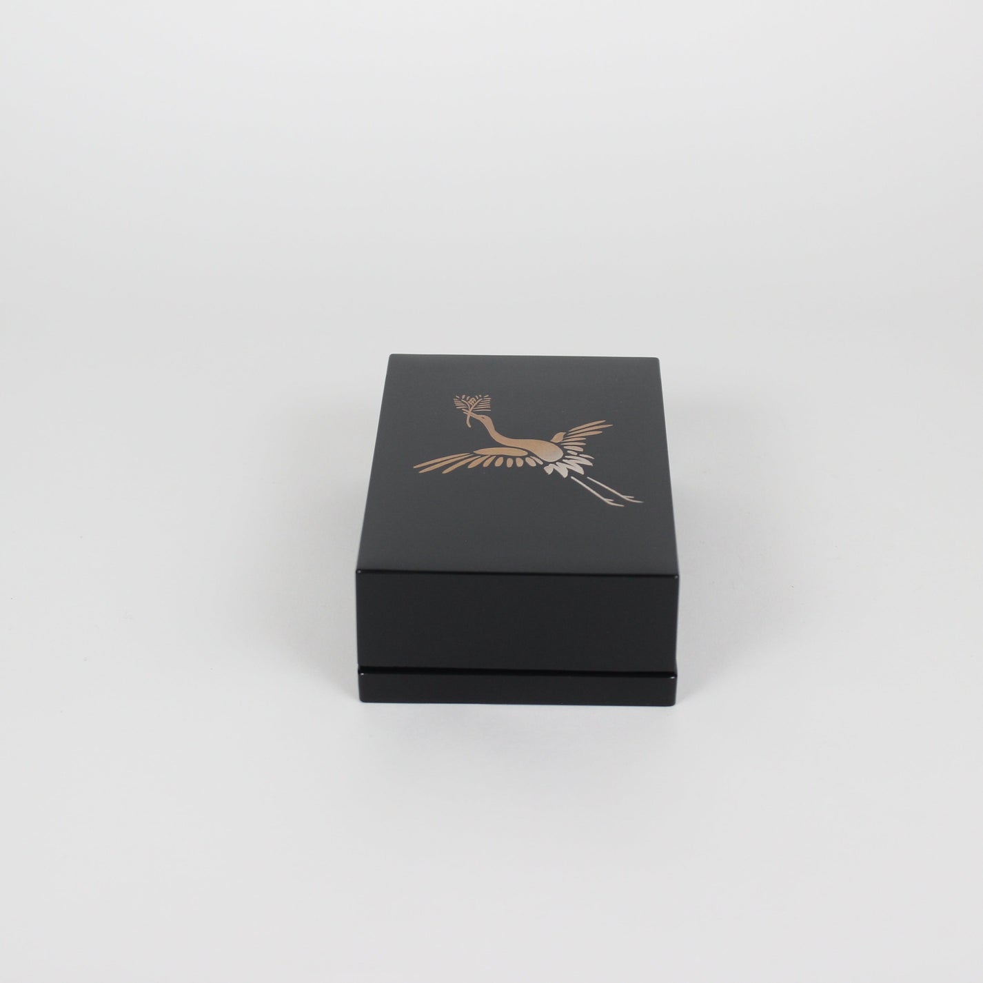 Japanese Urushi Lacquered Wooden Business Card Case, Crane Motif