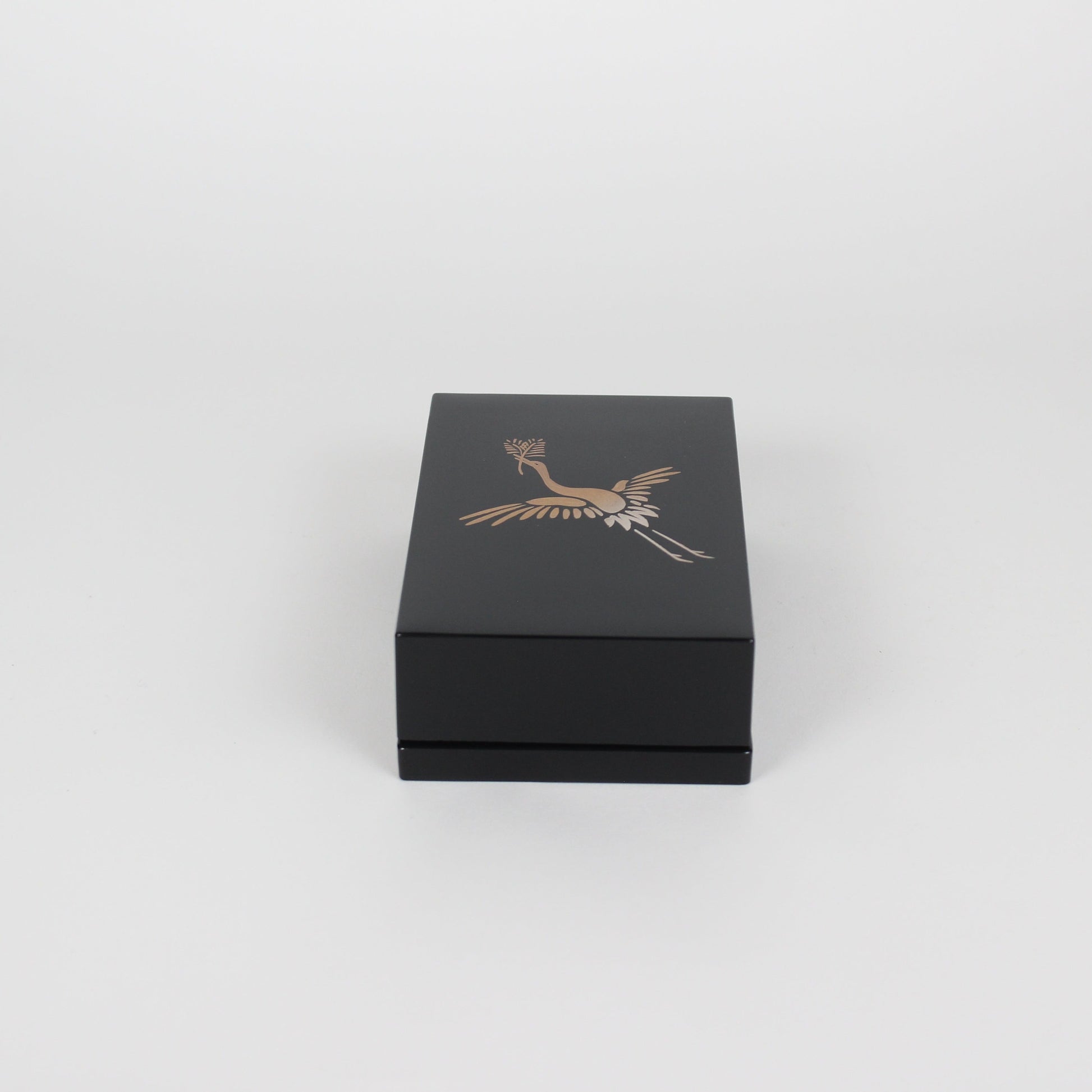 Japanese Urushi Lacquered Wooden Business Card Case, Crane Motif