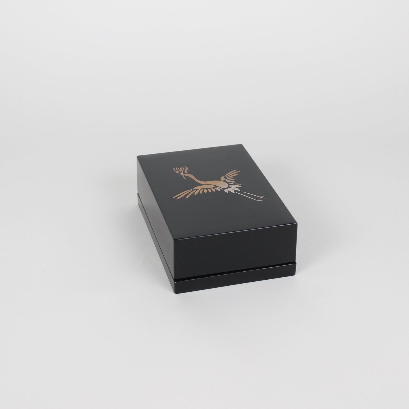 Japanese Urushi Lacquered Wooden Business Card Case, Crane Motif