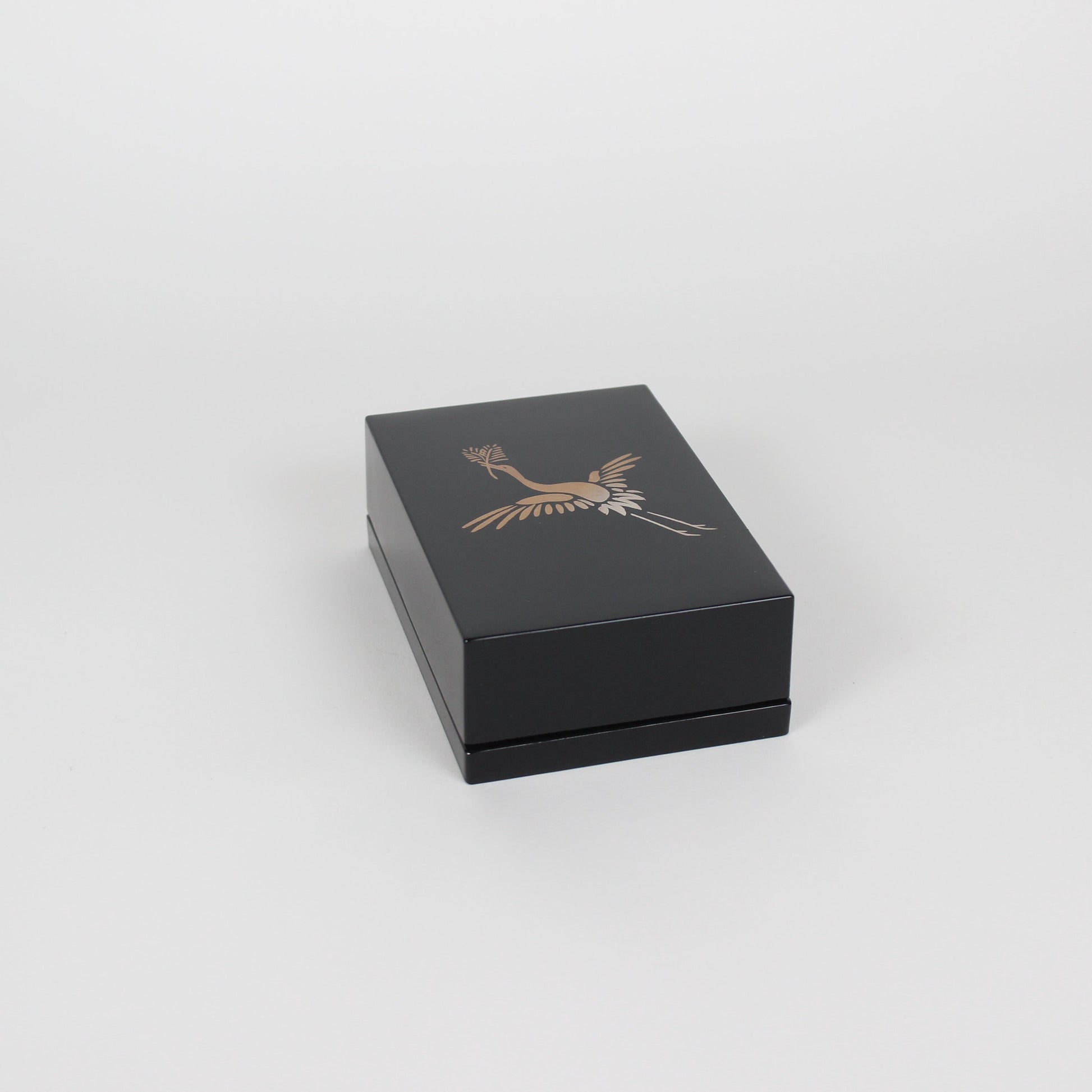 Japanese Urushi Lacquered Wooden Business Card Case, Crane Motif