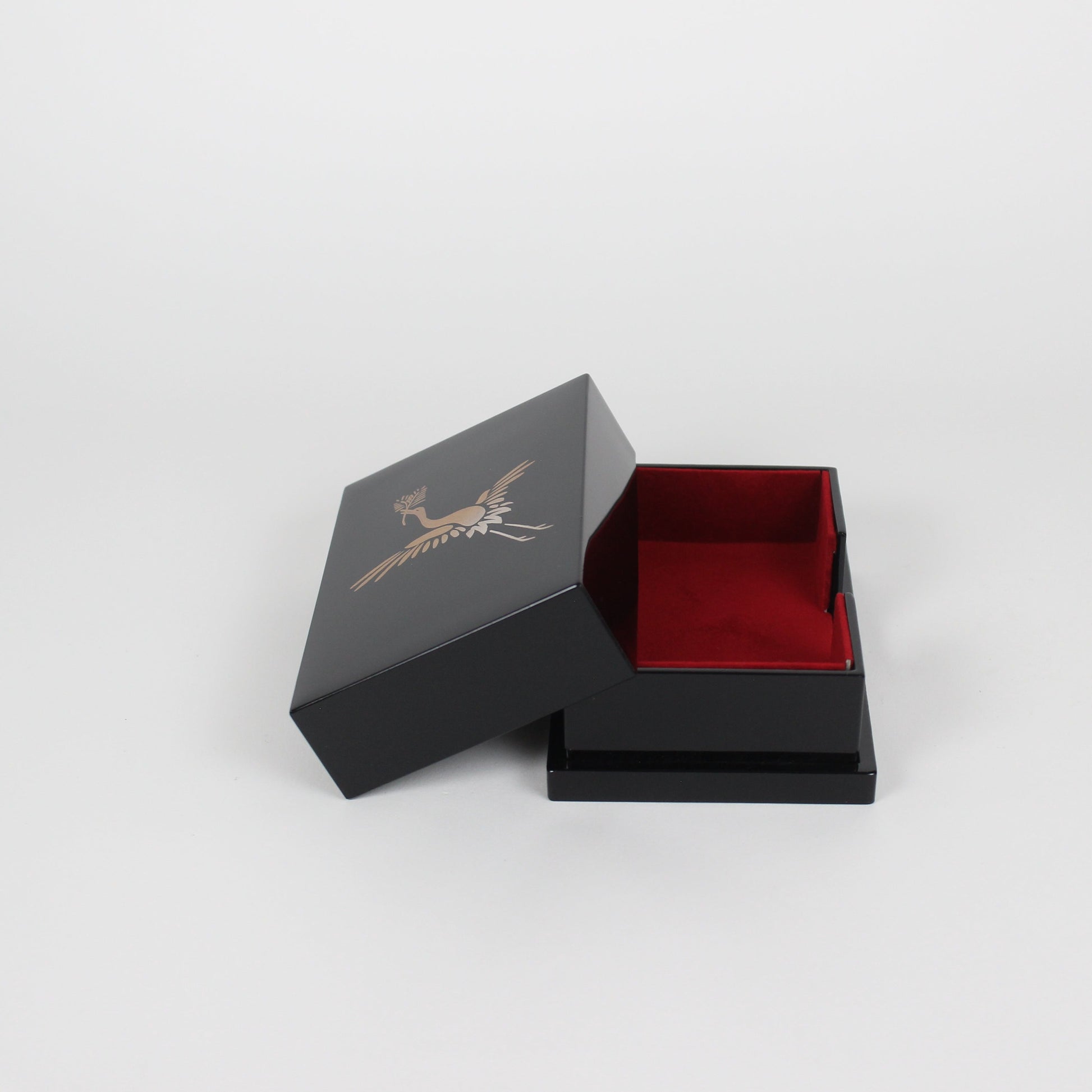 Japanese Urushi Lacquered Wooden Business Card Case, Crane Motif