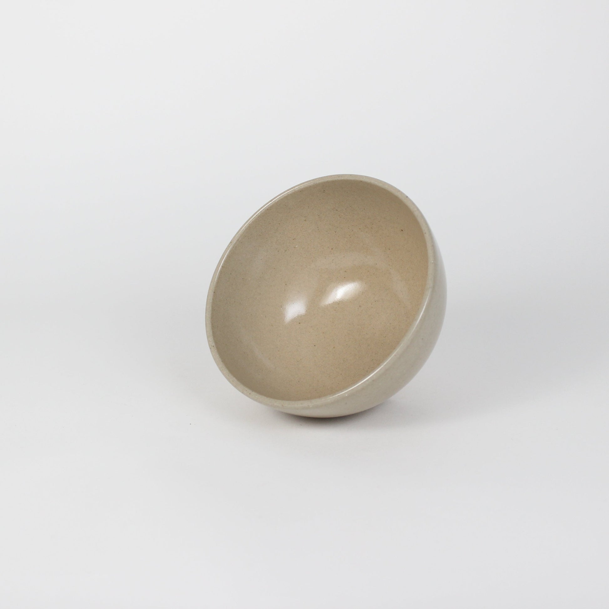 Japanese Porcelain Hime Chawan Tea Bowl, Beige Ash Glazed