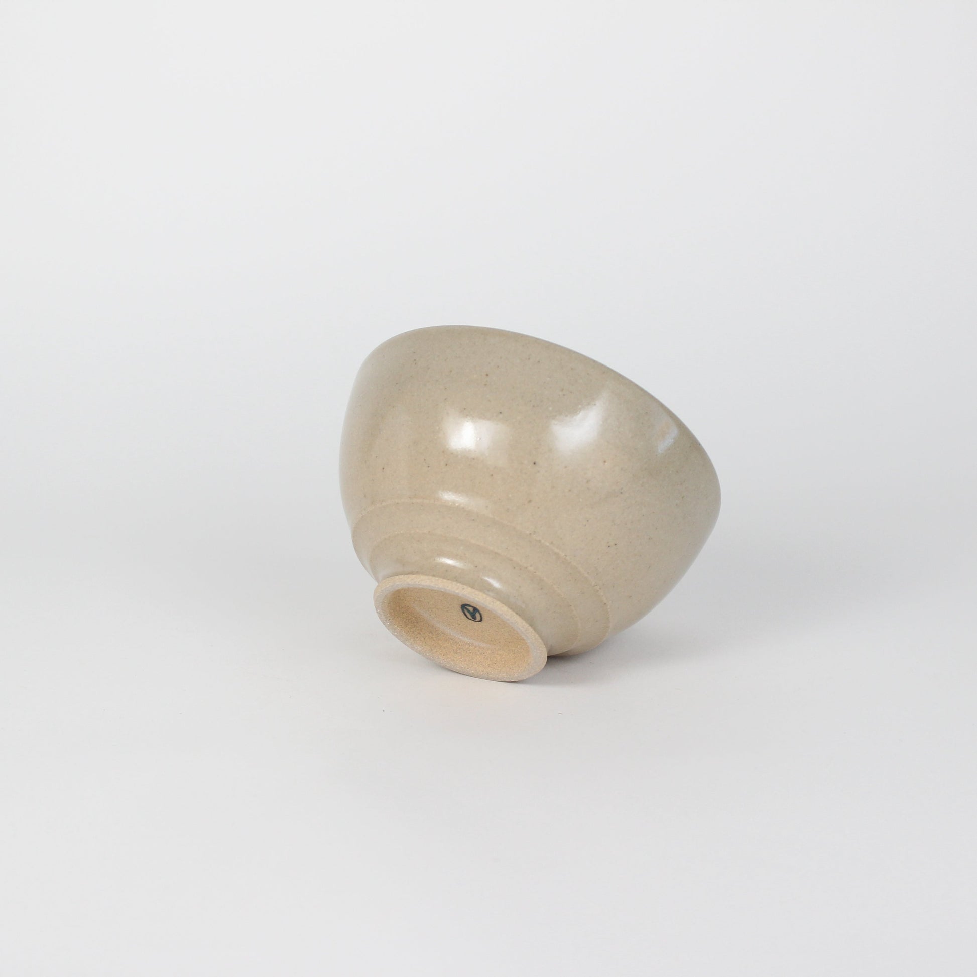 Japanese Porcelain Hime Chawan Tea Bowl, Beige Ash Glazed