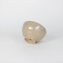 Japanese Porcelain Hime Chawan Tea Bowl, Beige Ash Glazed