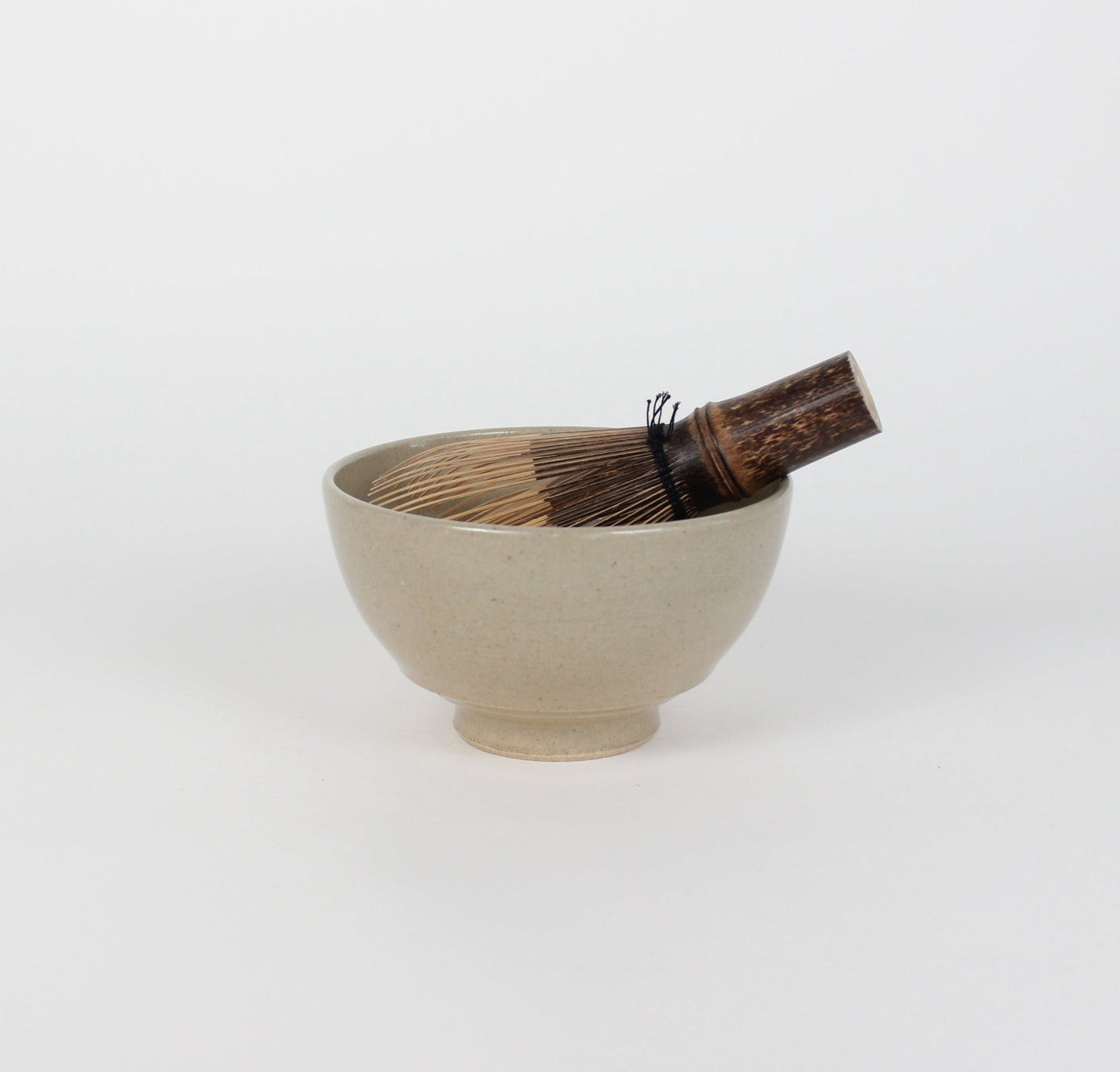 Japanese Porcelain Hime Chawan Tea Bowl, Beige Ash Glazed