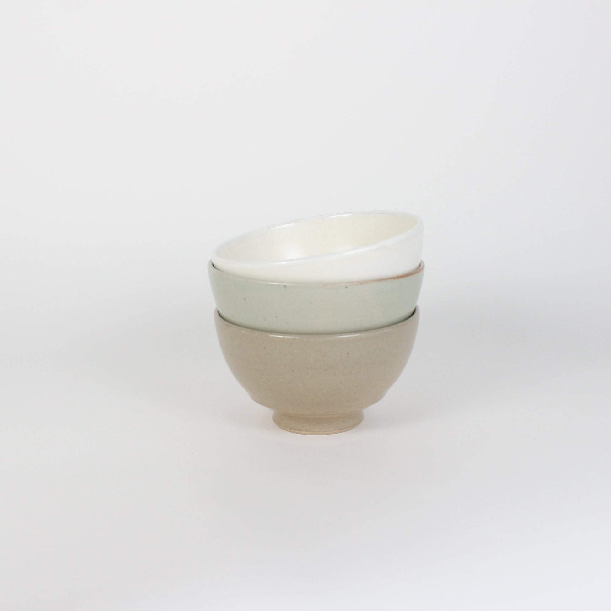 Japanese Porcelain Hime Chawan Tea Bowl, Beige Ash Glazed
