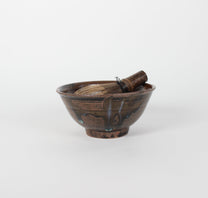 Japanese Black Glazed Ceramic Matcha Bowl
