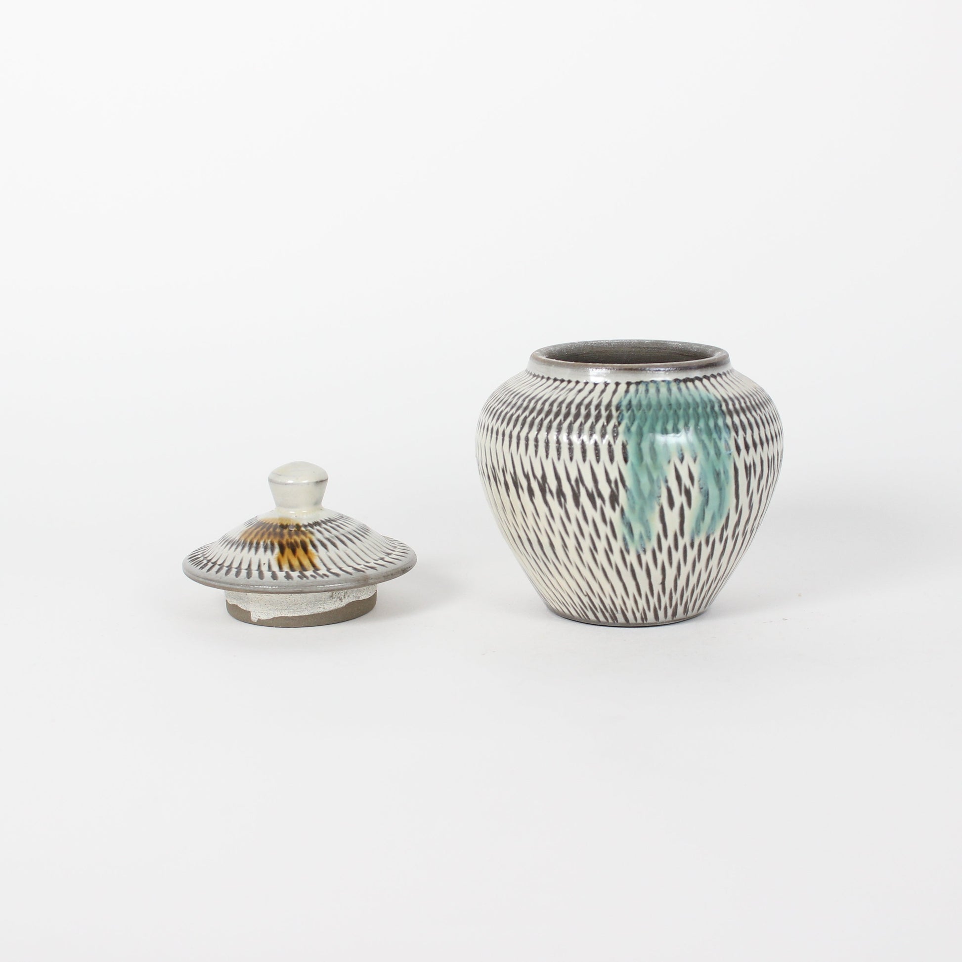 Japanese Onta-Yaki Tobikana Ceramic Lidded Jar