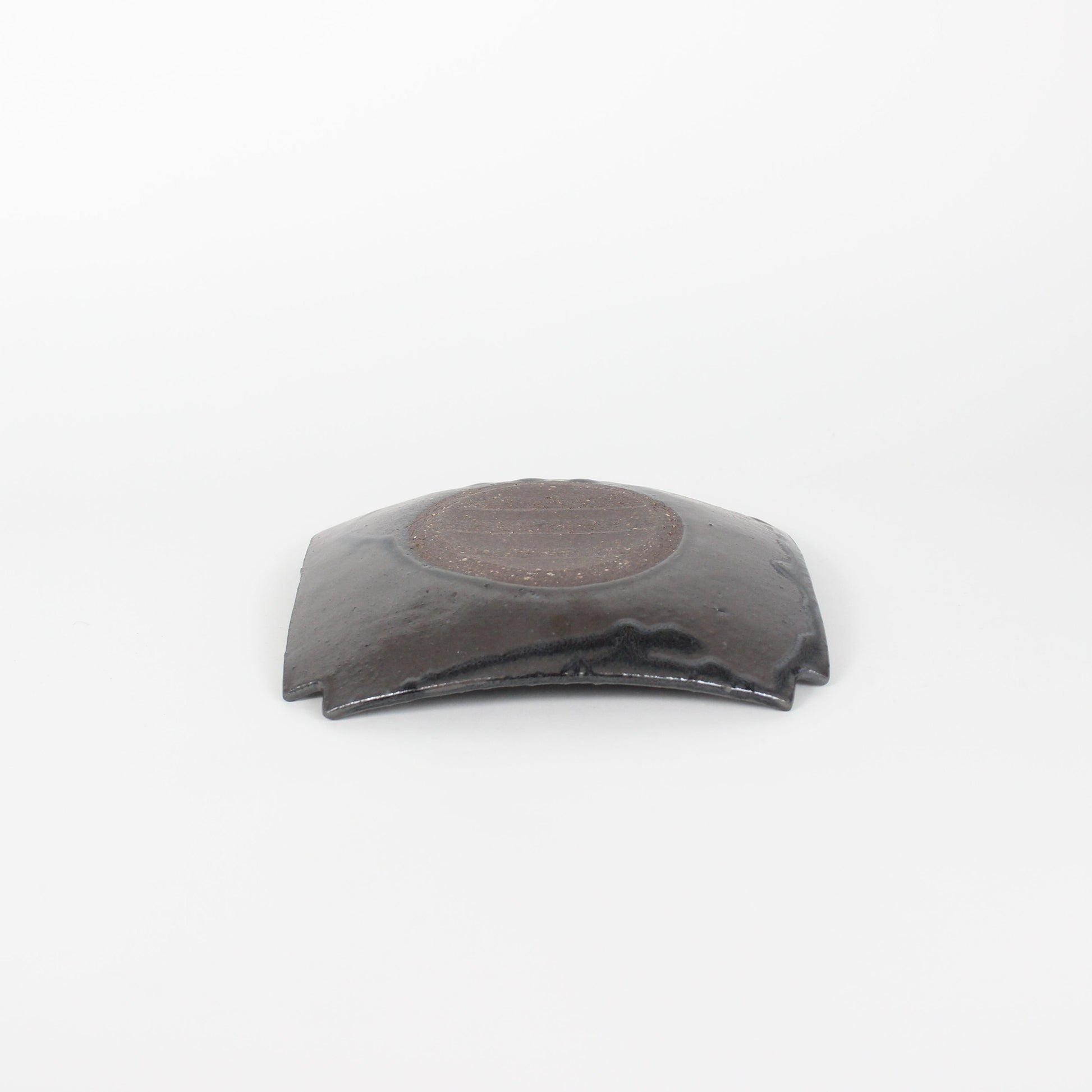Japanese Black Mino-Yaki Ceramic Square Plate