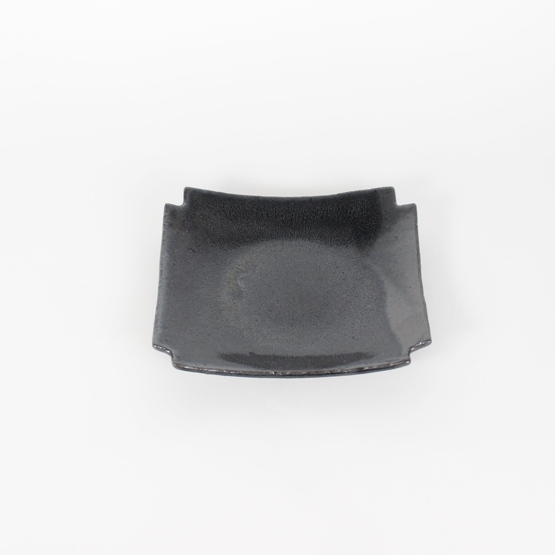 Japanese Black Mino-Yaki Ceramic Square Plate