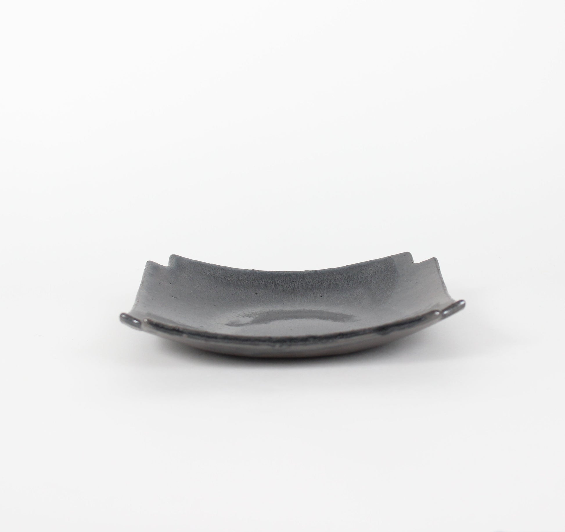 Japanese Black Mino-Yaki Ceramic Square Plate