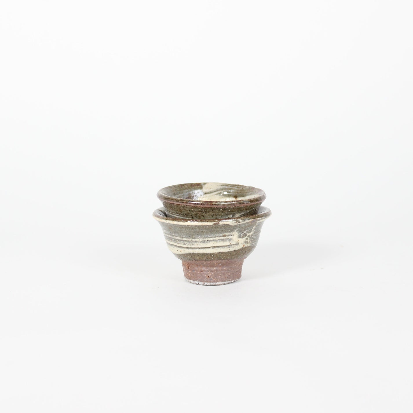 Japanese Okinawan Ceramic Mini Cups with Brush Pattern (Set)