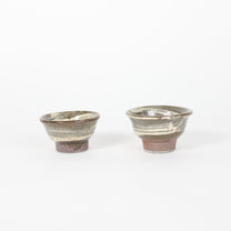 Japanese Okinawan Ceramic Mini Cups with Brush Pattern (Set)