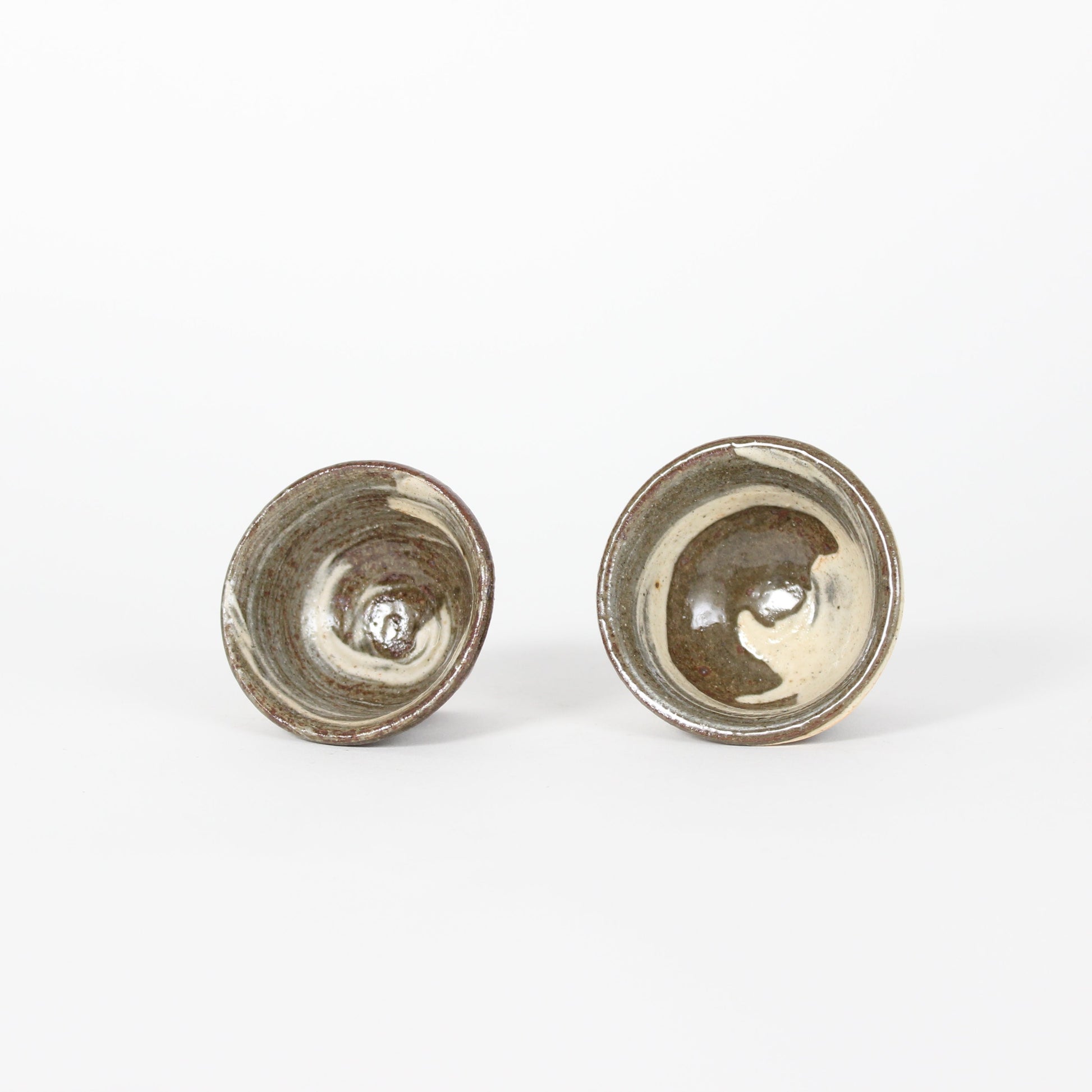 Japanese Okinawan Ceramic Mini Cups with Brush Pattern (Set)