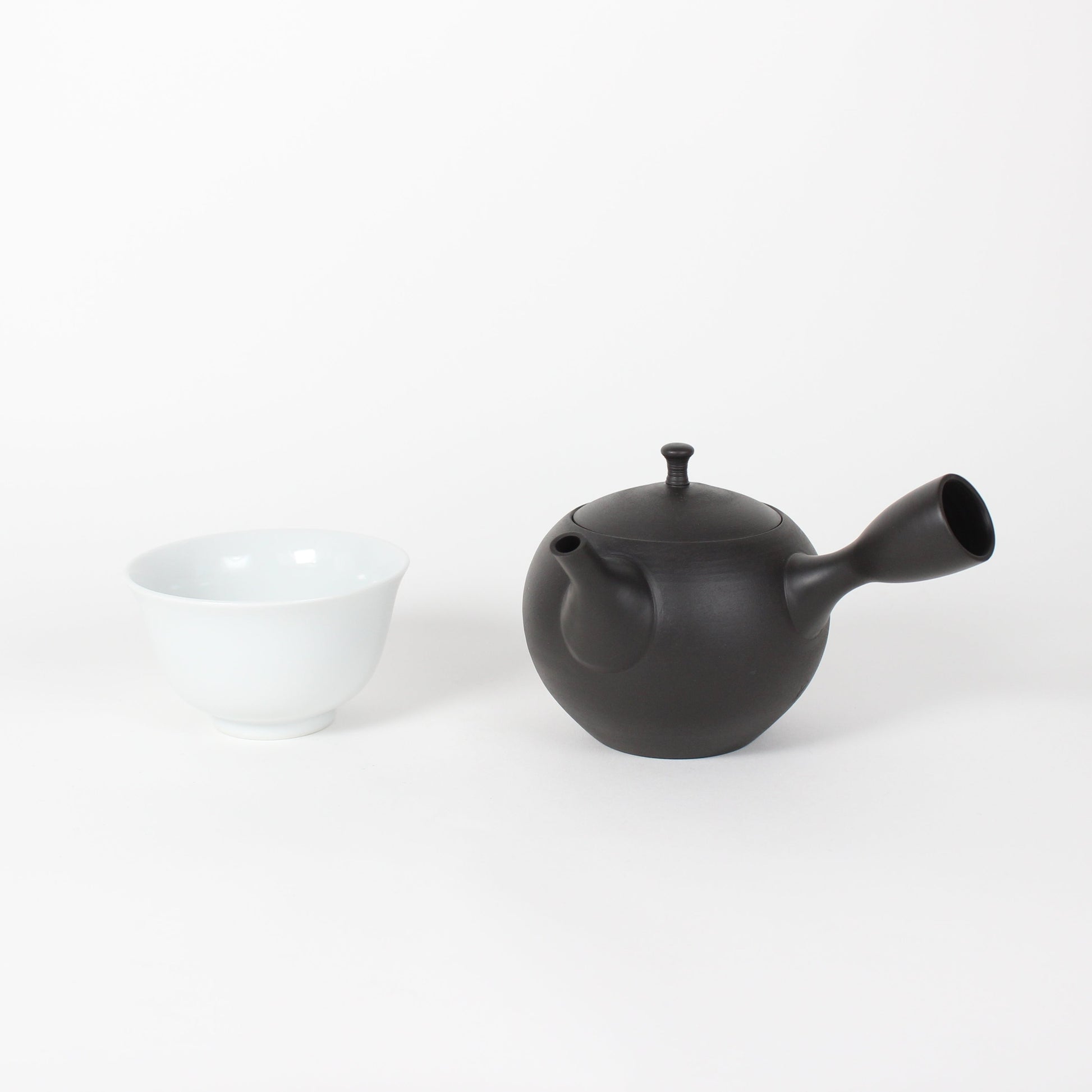 Japanese Tokoname Ceramic Round Kyusu Teapot