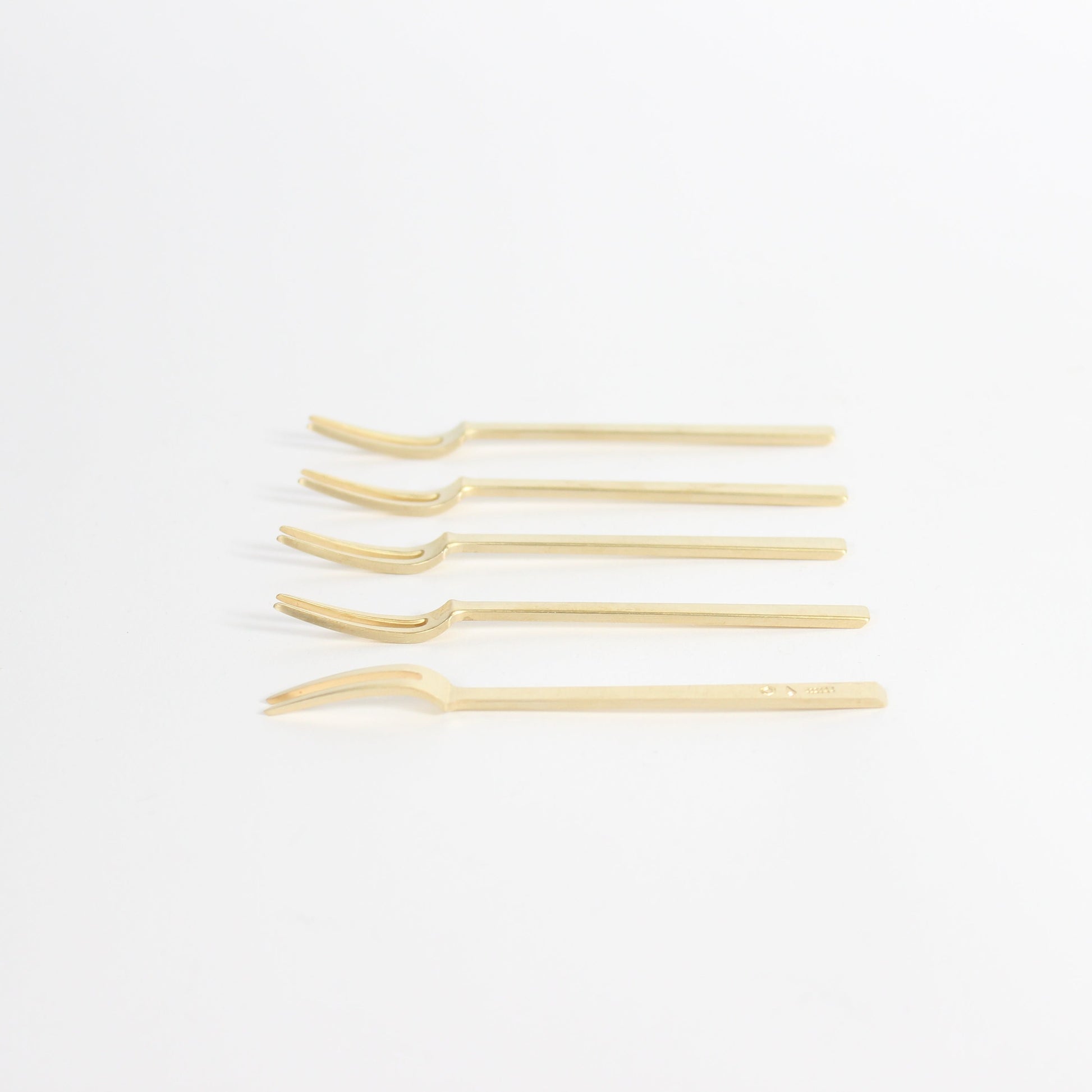 Japanese Brass Azmaya Petite Forks, Set of 5