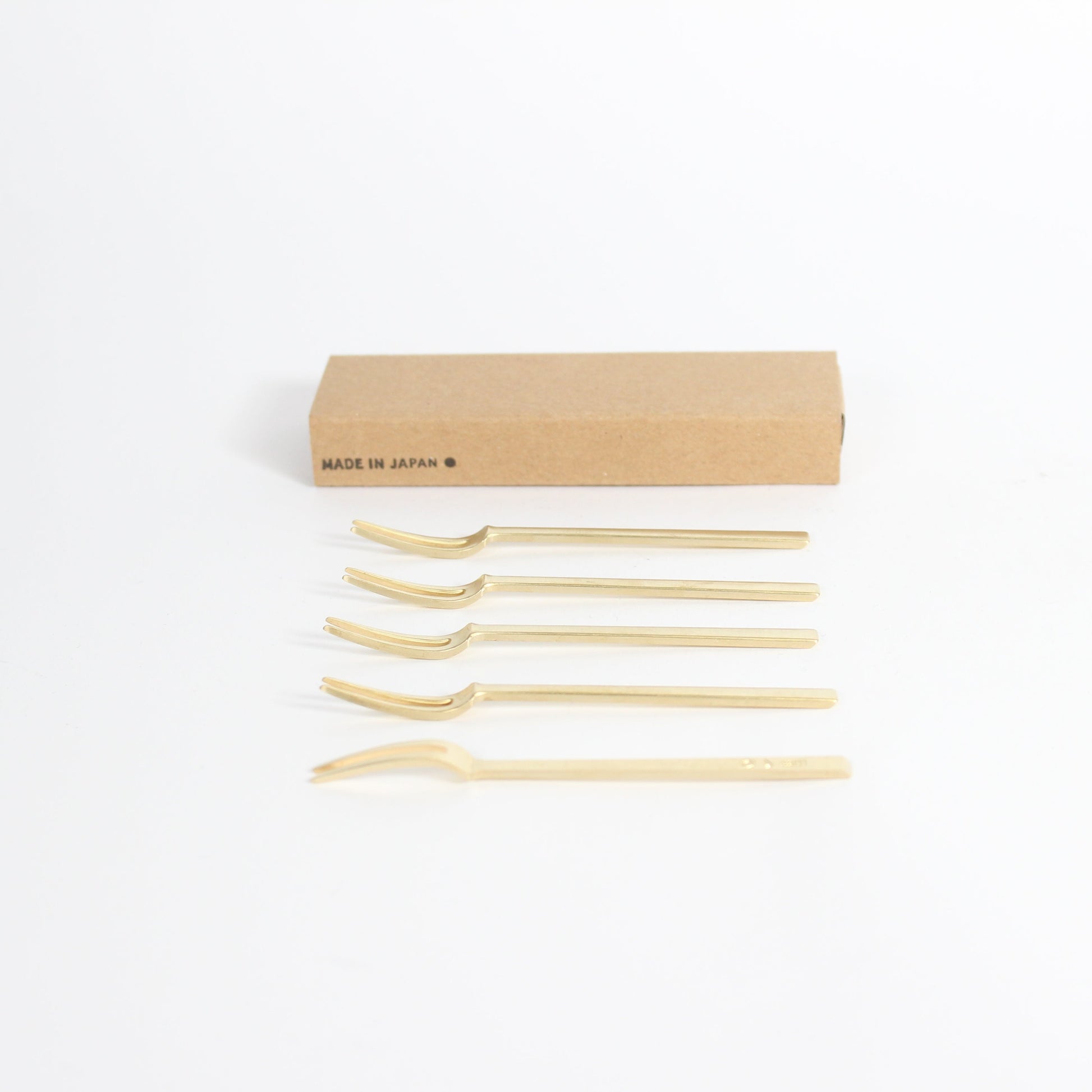 Japanese Brass Azmaya Petite Forks, Set of 5