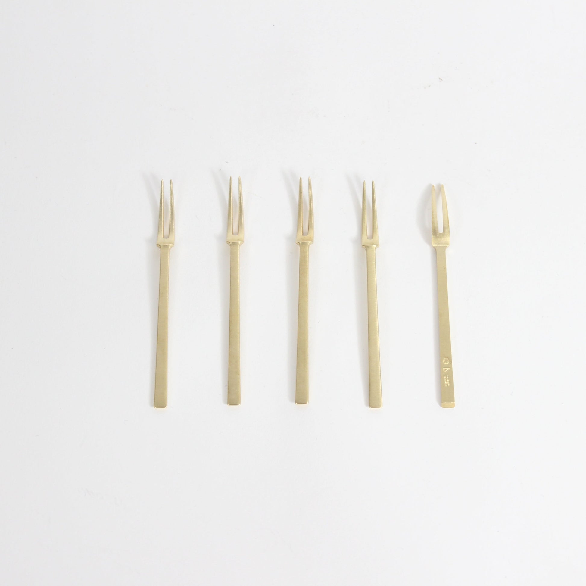 Japanese Brass Azmaya Petite Forks, Set of 5