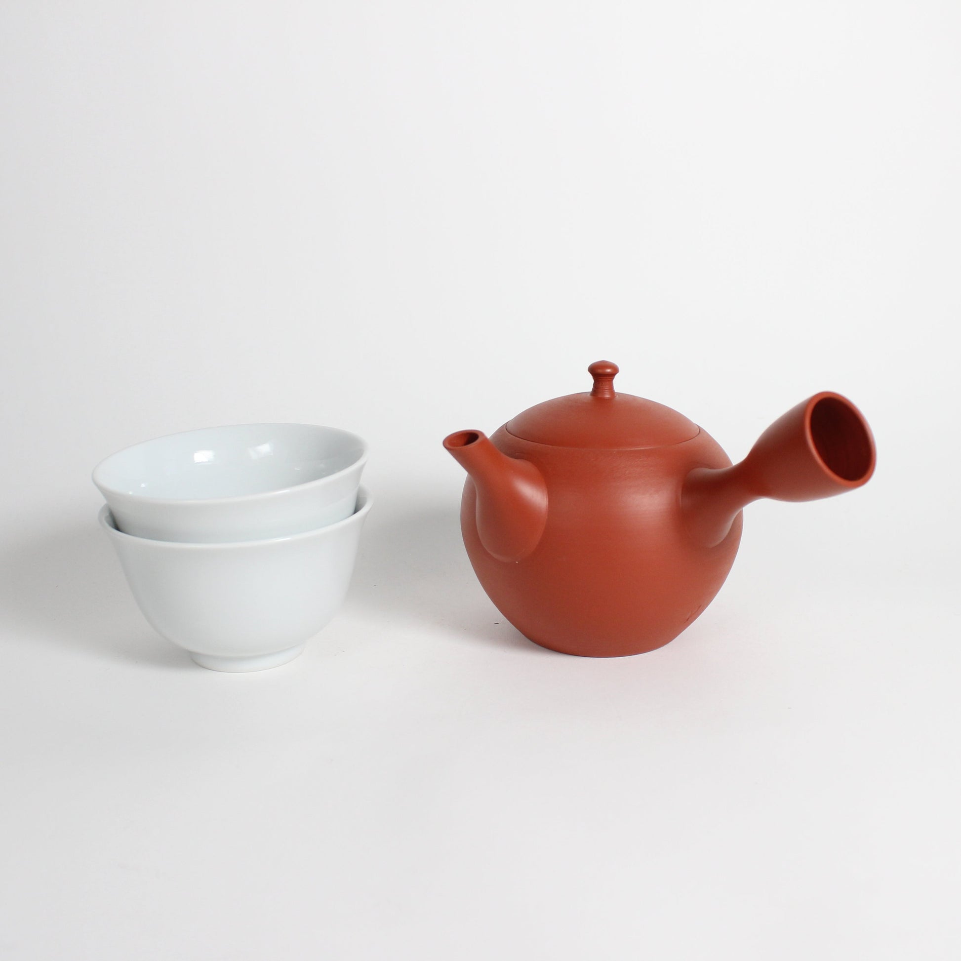 Japanese Tokoname Ceramic Round Kyusu Teapot