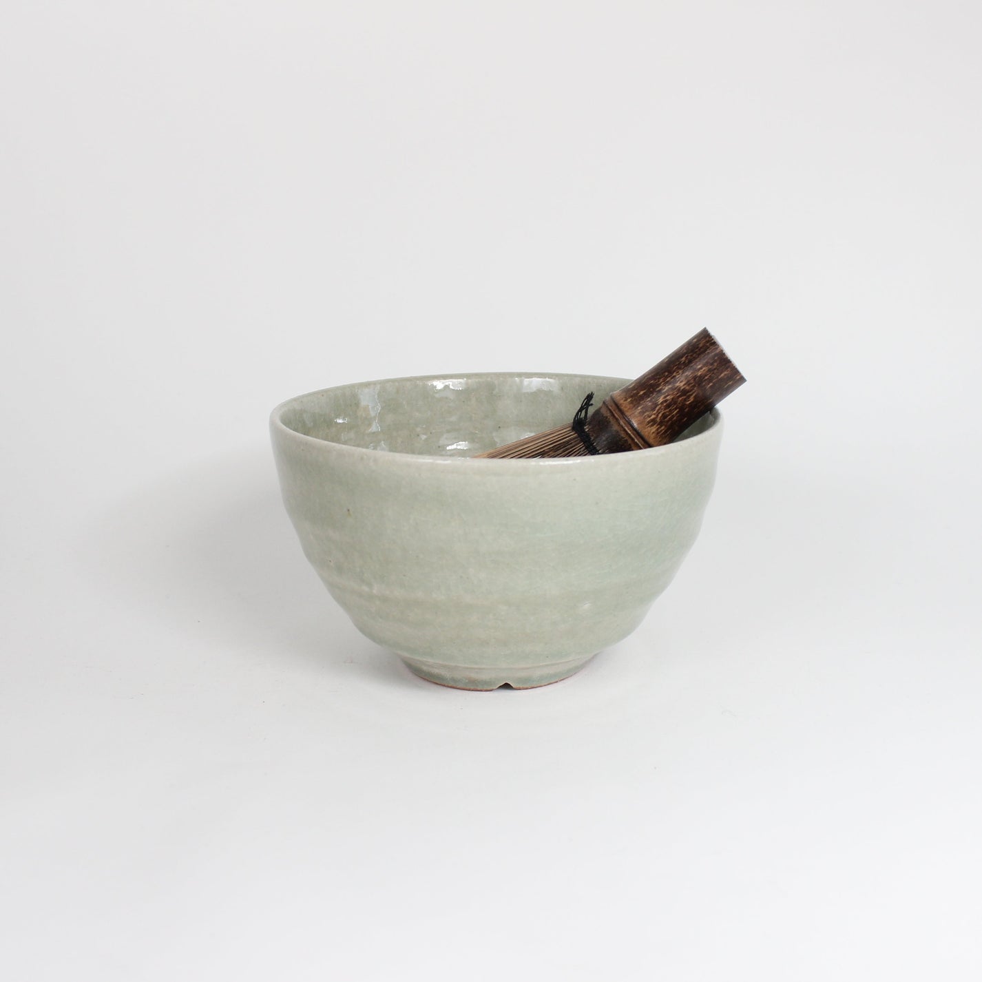 Japanese Shigaraki Green Ceramic Matcha Bowl