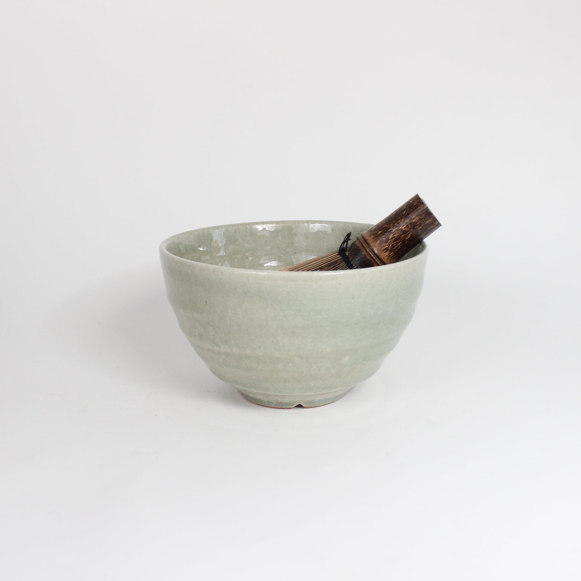 Japanese Shigaraki Green Ceramic Matcha Bowl