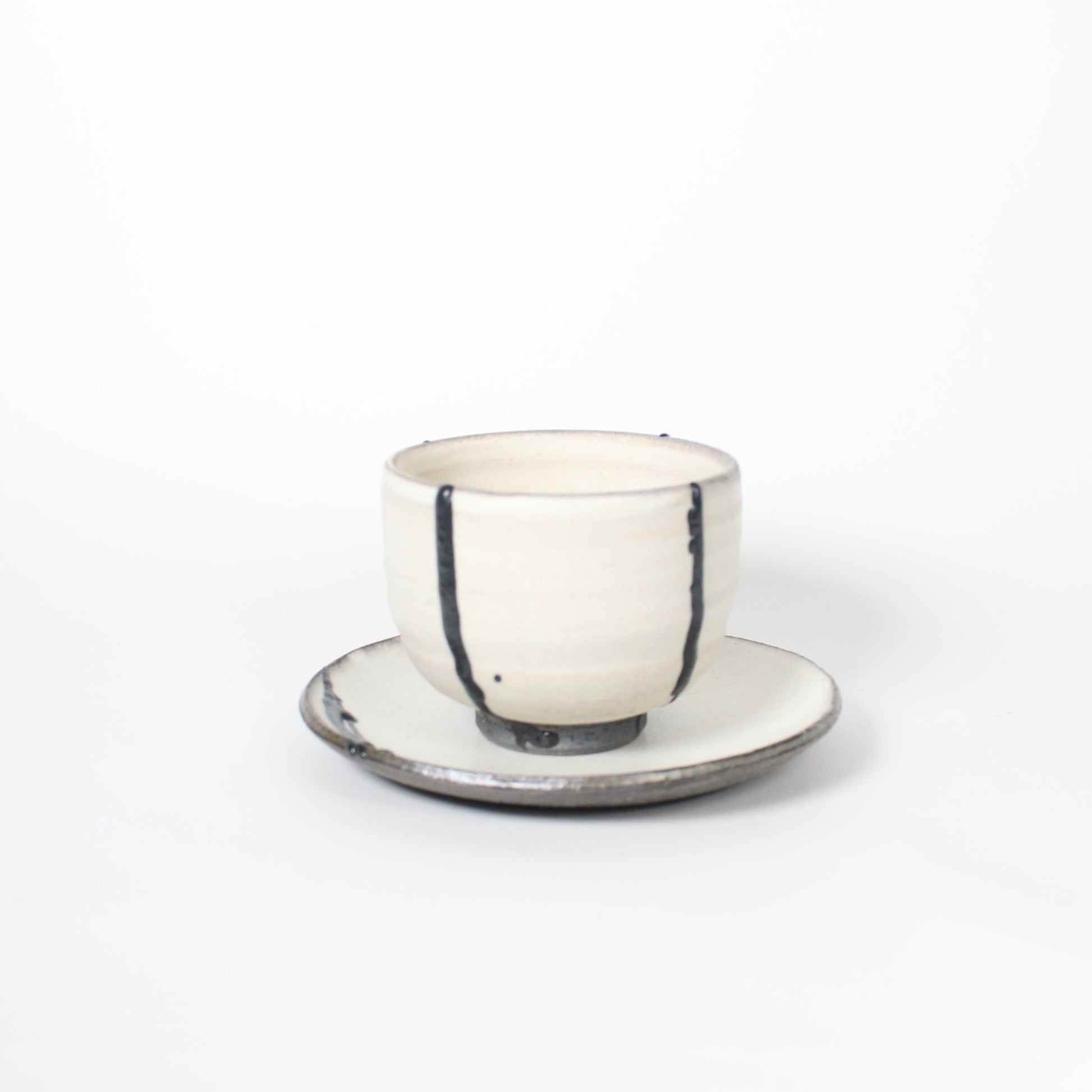 Japanese Shigaraki Itchin-Gaki Ceramic Bowl &amp; Saucer (Set)