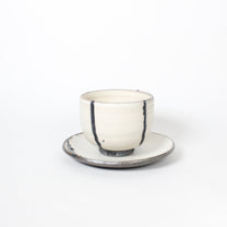 Japanese Shigaraki Itchin-Gaki Ceramic Bowl &amp; Saucer (Set)