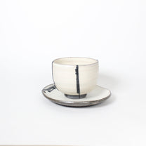 Japanese Shigaraki Itchin-Gaki Ceramic Bowl &amp; Saucer (Set)