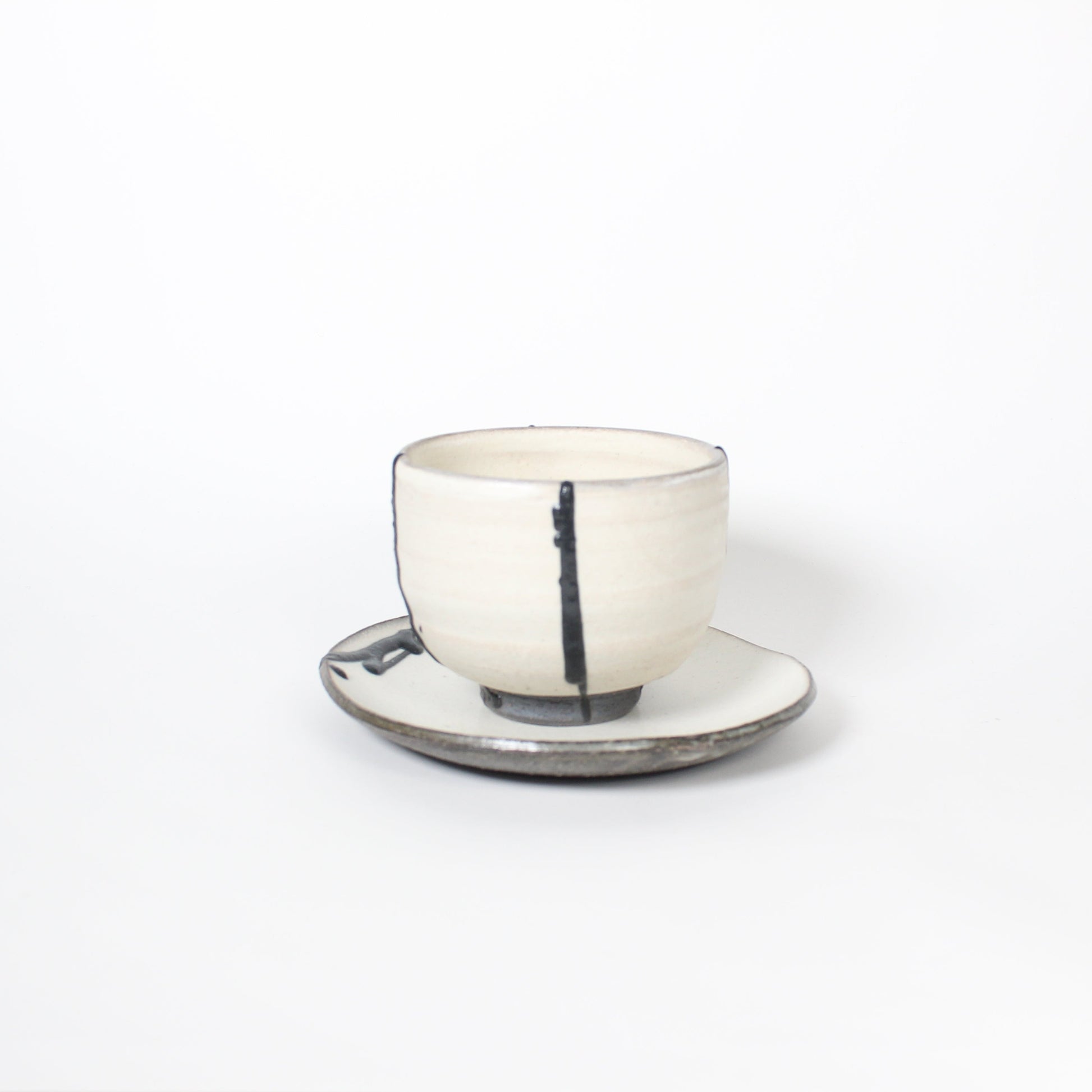 Japanese Shigaraki Itchin-Gaki Ceramic Bowl &amp; Saucer (Set)