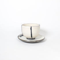 Japanese Shigaraki Itchin-Gaki Ceramic Bowl &amp; Saucer (Set)