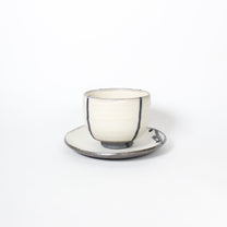Japanese Shigaraki Itchin-Gaki Ceramic Bowl &amp; Saucer (Set)