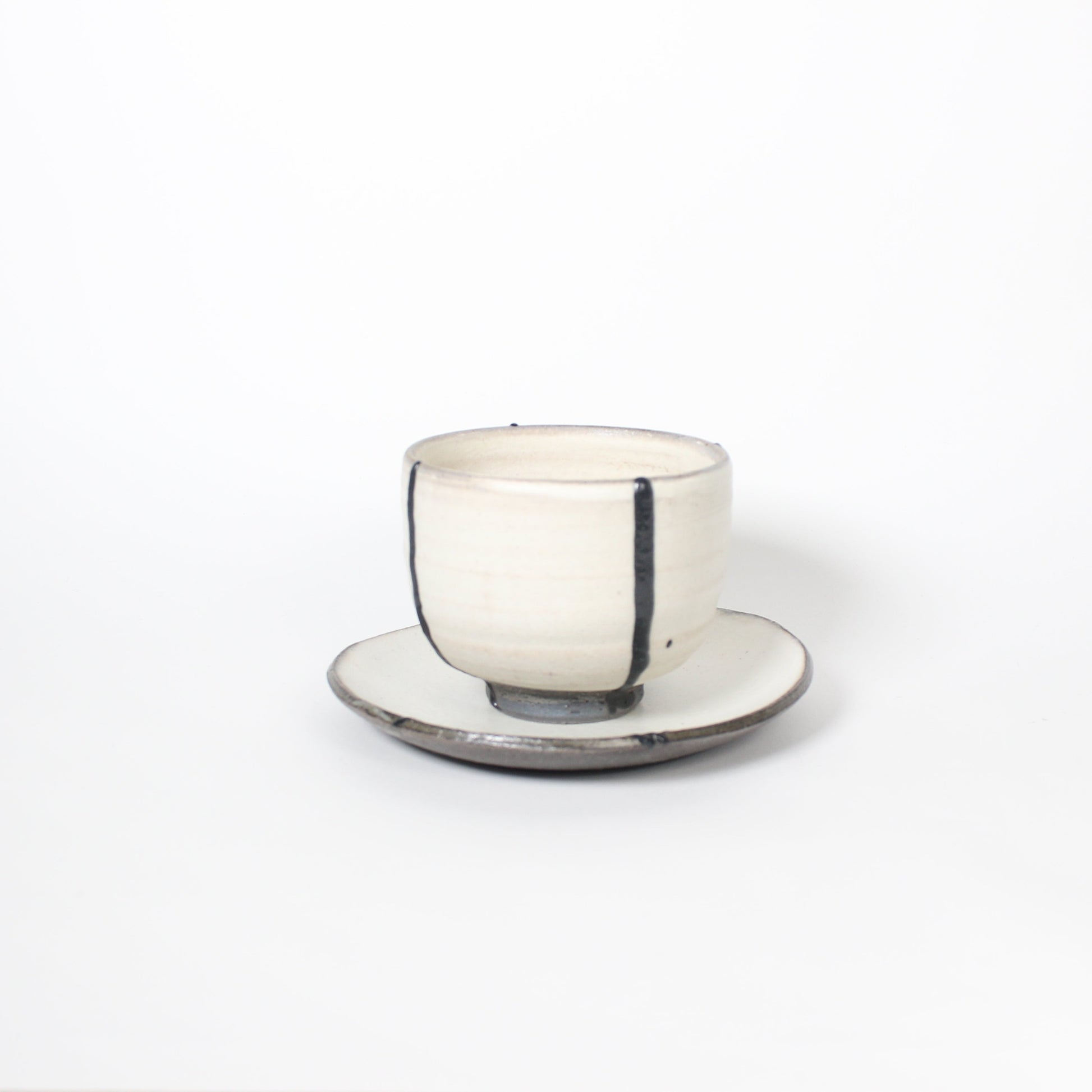 Japanese Shigaraki Itchin-Gaki Ceramic Bowl &amp; Saucer (Set)